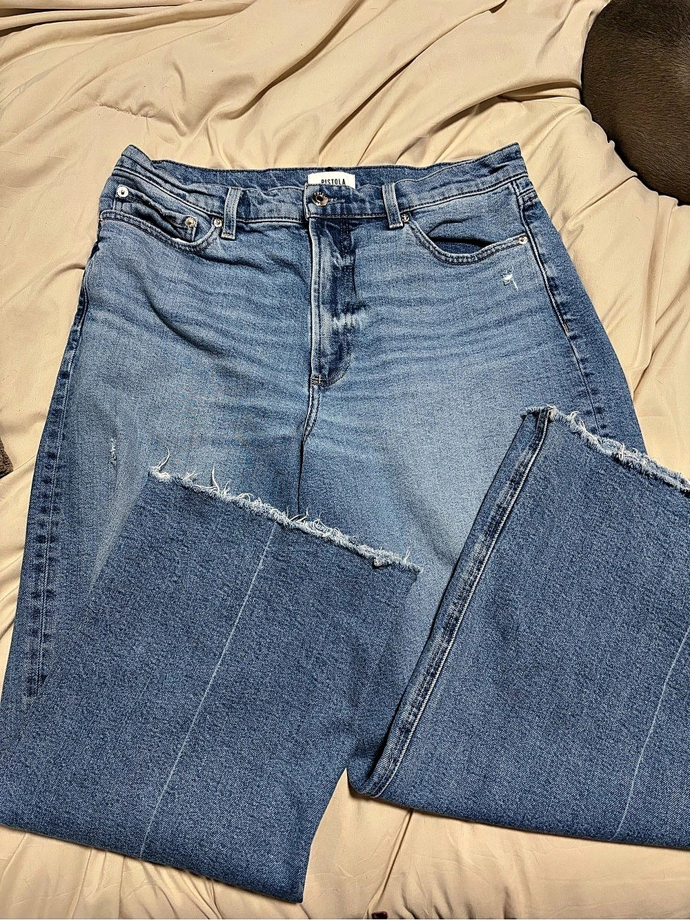 Pistola Penny Crop High Rise Wide Leg Jeans Blue Waist 32